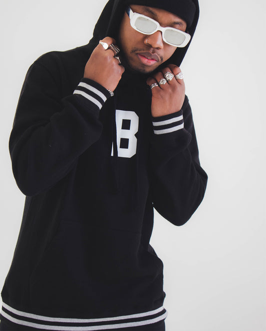 B Signature Premium Striped Cuff Hoodie