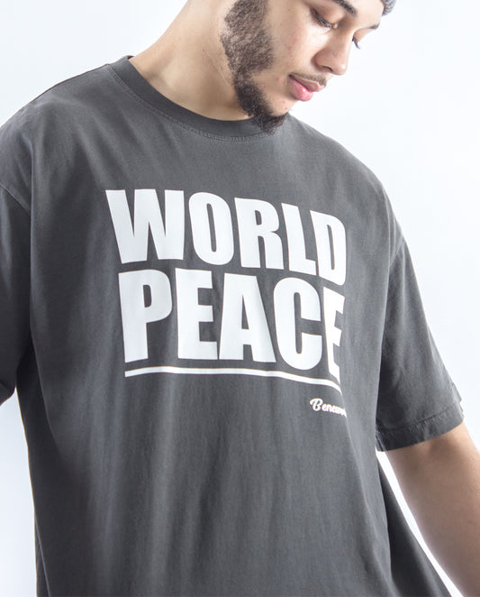 World Peace Dark Grey Oversized Vintage T-Shirt